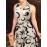Abstract Print Button Front Sleeveless Dress, Casual Tie-waist Lapel Dress For Spring & Summer, Women's Clothing