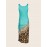 Leopard Print Drawstring Dress, Sexy Crew Neck Sleeveless Maxi Dress, Women's Clothing