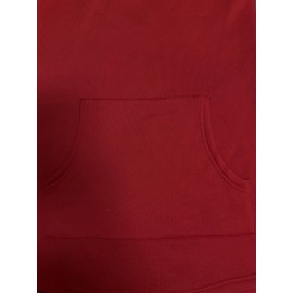 Solid Drawstring Pocket Hooded Dress, Casual Long Sleeve Dress For Spring & Fall, Women's Clothing