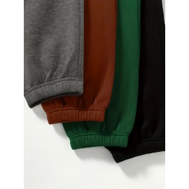 Letter Print Jogger Pants 4 Pack, Casual Elastic Waist Sporty Pants, Women's Clothing