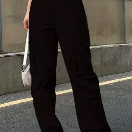 Flap Pockets Cargo Pants, Y2K Pants For Spring & Summer, Women's Clothing
